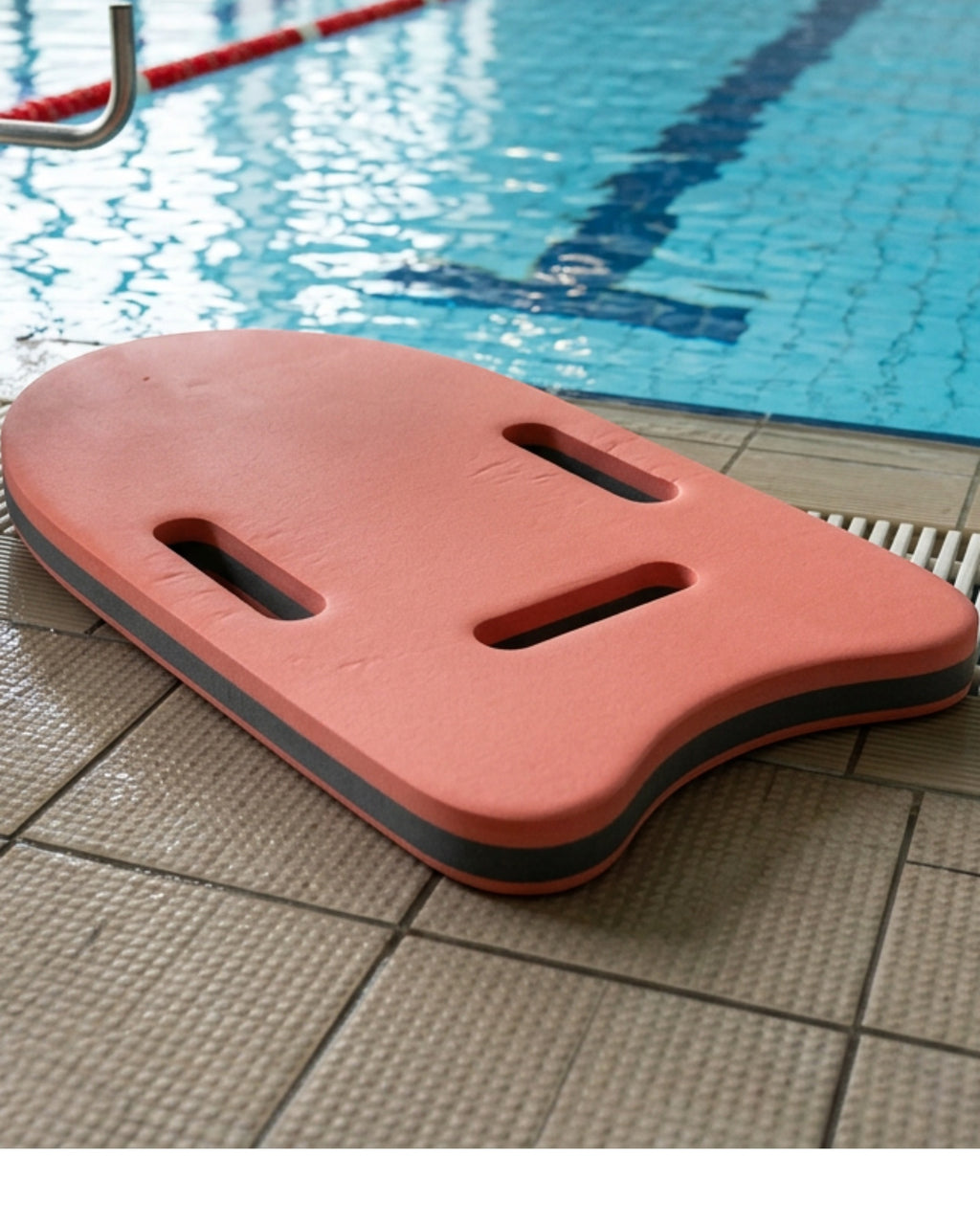 Kovao Arrow EVA Swim Training Board 41 x 28 cm with 3 Grip Positions Coral - Lifestyle view